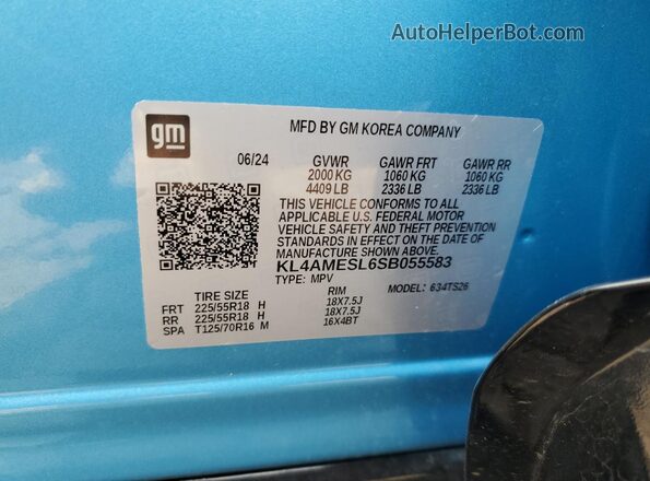 KL4AMESL6SB055583 2025 BUICK ENCORE Синий 