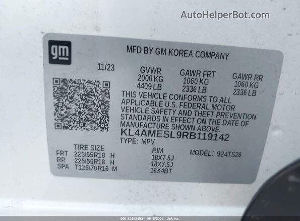 KL4AMESL9RB119142 2024 BUICK ENCORE White Engine compartment view