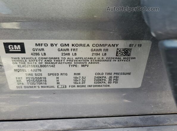 KL4CJ1SBXLB001142 2020 BUICK ENCORE Серый Вид подкапотного пространства