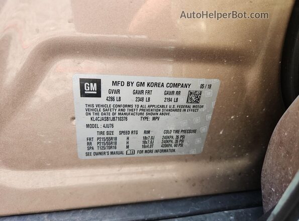 KL4CJASB1JB710376 2018 BUICK ENCORE Tan 