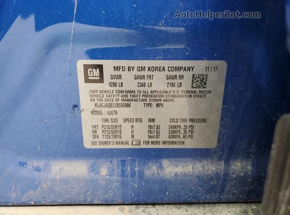 KL4CJASB2JB592886 2018 BUICK ENCORE Blue 