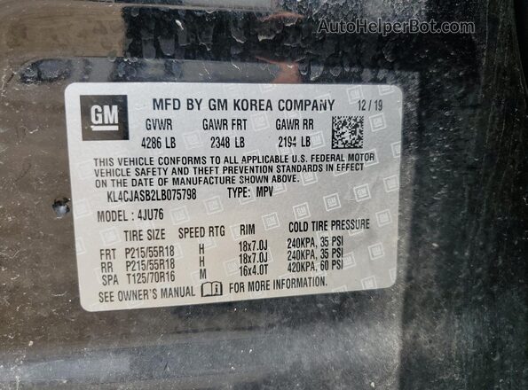 KL4CJASB2LB075798 2020 BUICK ENCORE Black Engine compartment view