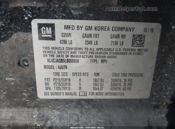 KL4CJASB5LB050698 2020 BUICK ENCORE Black Շարժիչի բաժամունքի տեսք