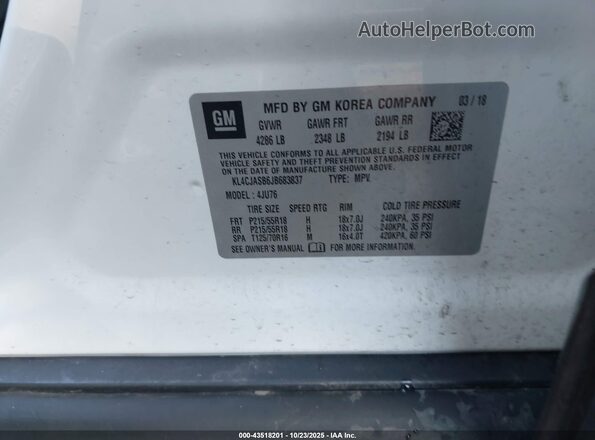 KL4CJASB6JB683837 2018 BUICK ENCORE White Vista del compartimento del motor