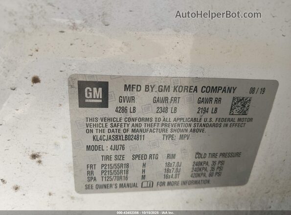 KL4CJASBXLB024811 2020 BUICK ENCORE White Engine compartment view