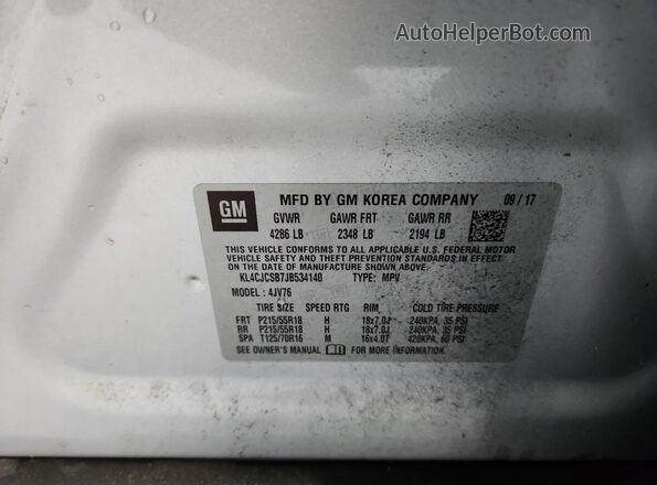 KL4CJCSB7JB534140 2018 BUICK ENCORE Silver 