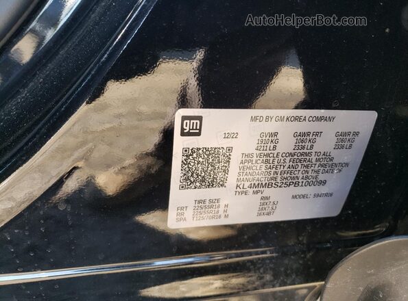 KL4MMBS25PB100099 2023 BUICK ENCORE Black Vista de la etiqueta del VIN