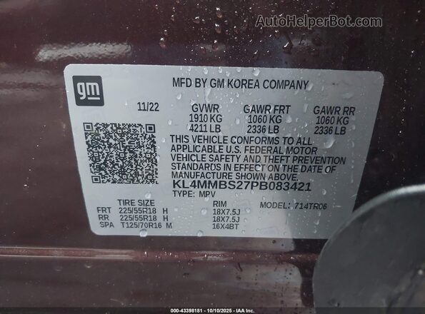 KL4MMBS27PB083421 2023 BUICK ENCORE Burgundy Engine compartment view