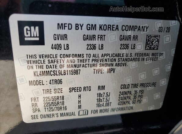 KL4MMCSL9LB115987 2020 BUICK ENCORE Black სალონის 360-გრადუსიანი ხედი