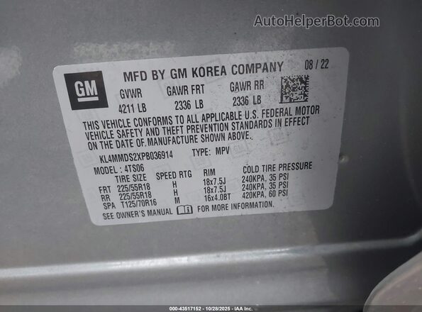KL4MMDS2XPB036914 2023 BUICK ENCORE Gray Vista del compartimento del motor