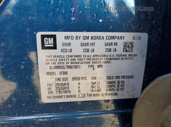 KL4MMDSL7MB076811 2021 BUICK ENCORE Blue 