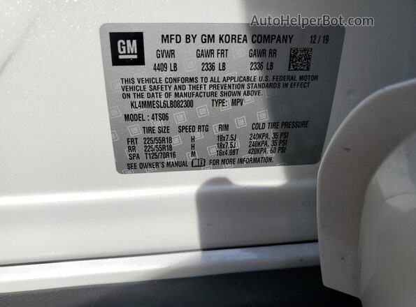 KL4MMESL6LB082300 2020 BUICK ENCORE White 360 interior view