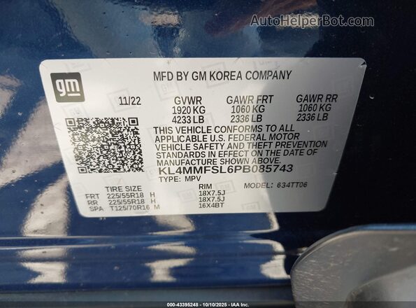 KL4MMFSL6PB085743 2023 BUICK ENCORE Blue Շարժիչի բաժամունքի տեսք