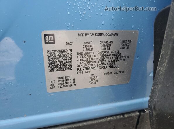 KL79MMS2XRB199008 2024 CHEVROLET TRAILBLAZER Blue 