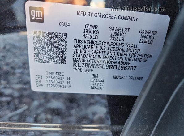 KL79MMSL9RB196707 2024 CHEVROLET TRAILBLAZER Black 