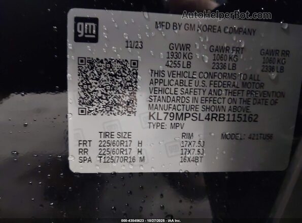 KL79MPSL4RB115162 2024 CHEVROLET TRAILBLAZER Black Widok komory silnika