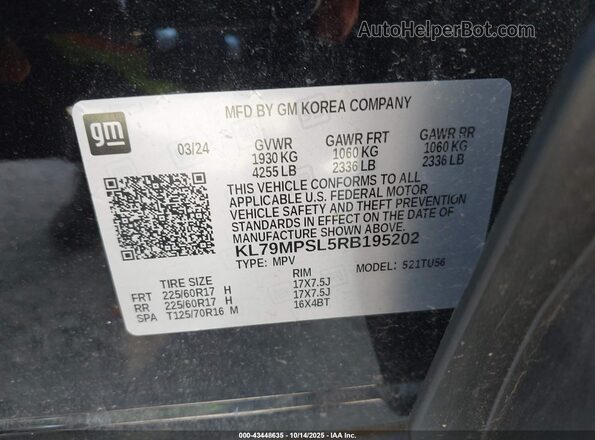 KL79MPSL5RB195202 2024 CHEVROLET TRAILBLAZER Black Widok komory silnika