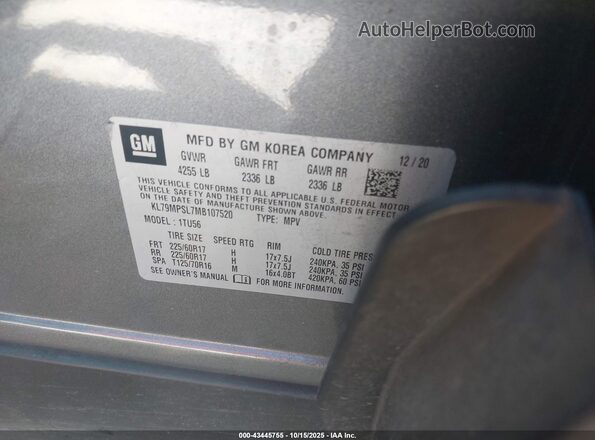 KL79MPSL7MB107520 2021 CHEVROLET TRAILBLAZER Gray ძრავის განყოფილების ხედი