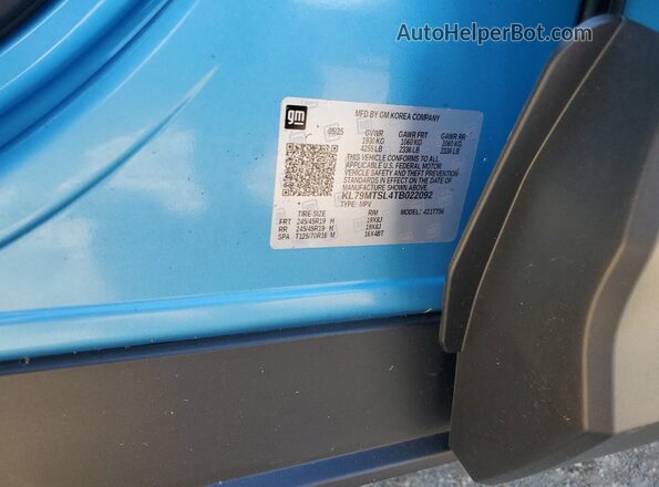 KL79MTSL4TB022092 2026 CHEVROLET TRAILBLAZER Blue Widok naklejki z numerem VIN