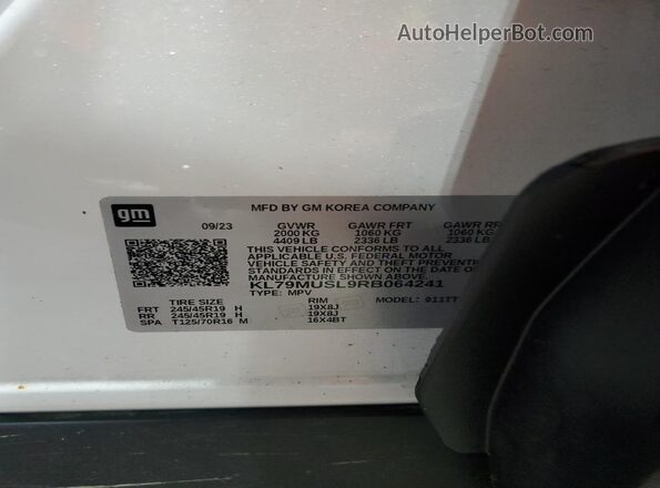 KL79MUSL9RB064241 2024 CHEVROLET TRAILBLAZER Белый 
