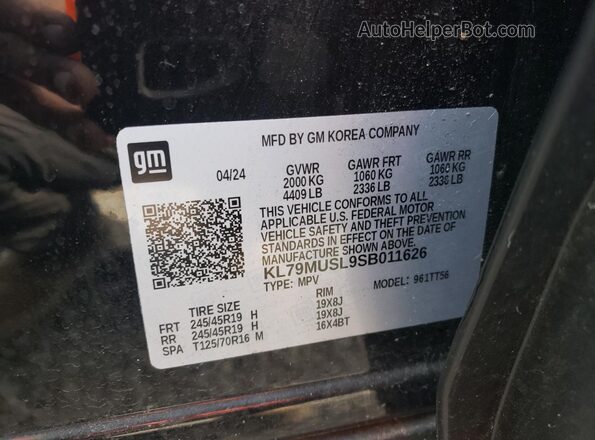 KL79MUSL9SB011626 2025 CHEVROLET TRAILBLAZER Black VIN sticker view