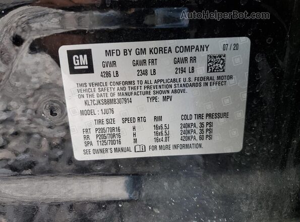 KL7CJKSB8MB307914 2021 CHEVROLET TRAX Black Vista del compartimento del motor