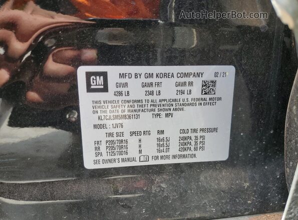 KL7CJLSM5MB361131 2021 CHEVROLET TRAX Black Vista interior de 360 grados