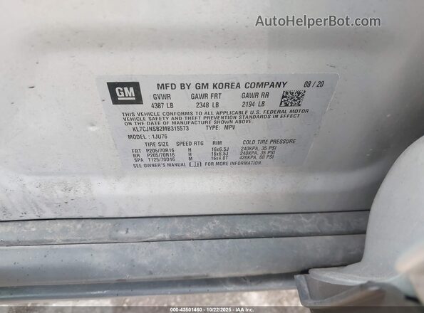 KL7CJNSB2MB315573 2021 CHEVROLET TRAX Silver Vista del compartimento del motor