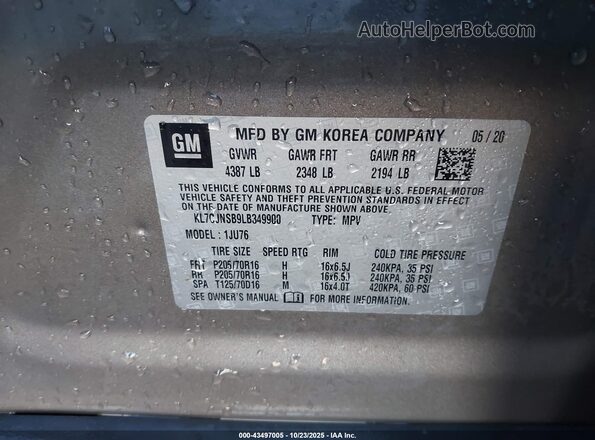 KL7CJNSB9LB349900 2020 CHEVROLET OTHER Gray 