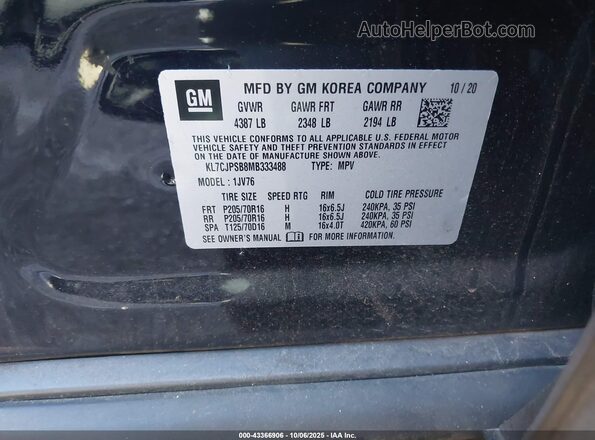 KL7CJPSB8MB333488 2021 CHEVROLET TRAX Black Շարժիչի բաժամունքի տեսք