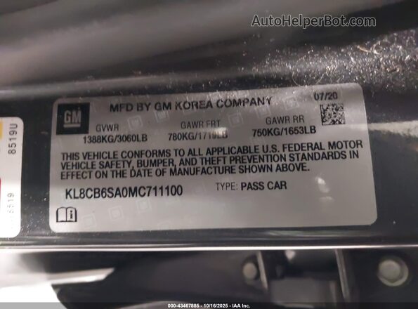 KL8CB6SA0MC711100 2021 CHEVROLET SPARK Gray Widok komory silnika