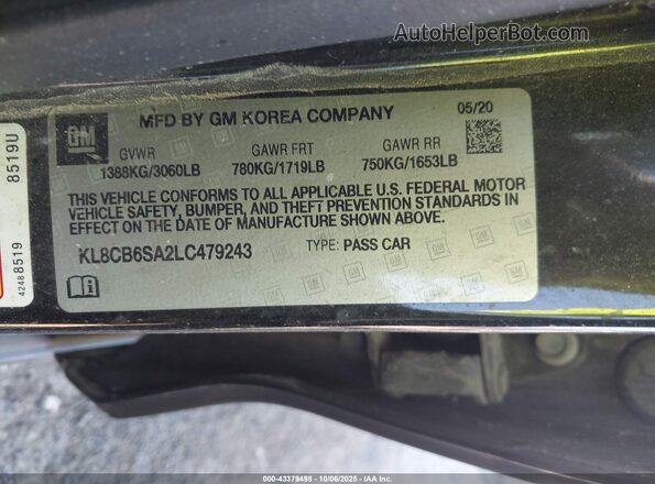 KL8CB6SA2LC479243 2020 CHEVROLET SPARK Black Շարժիչի բաժամունքի տեսք