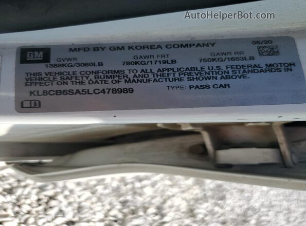 KL8CB6SA5LC478989 2020 CHEVROLET SPARK White Вид підкапотного простору