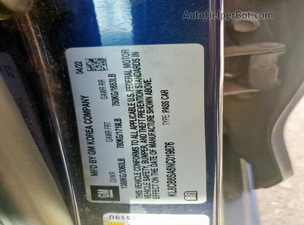 KL8CB6SA6NC019876 2022 CHEVROLET SPARK Blue Vista del compartimento del motor
