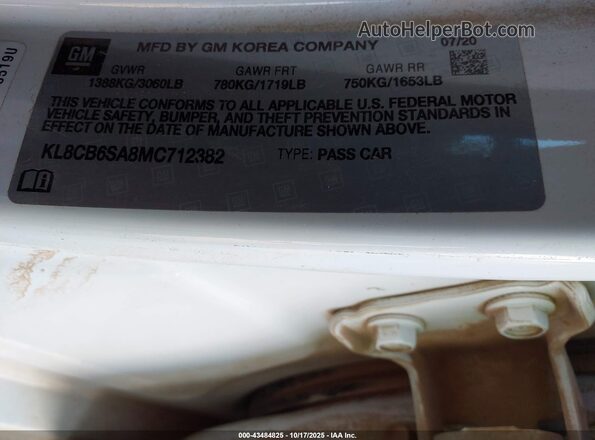 KL8CB6SA8MC712382 2021 CHEVROLET SPARK Белый Вид подкапотного пространства