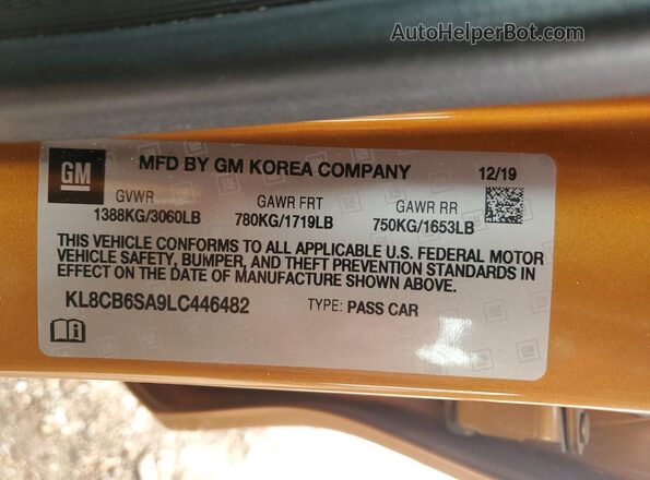 KL8CB6SA9LC446482 2020 CHEVROLET SPARK Оранжевый Вид подкапотного пространства