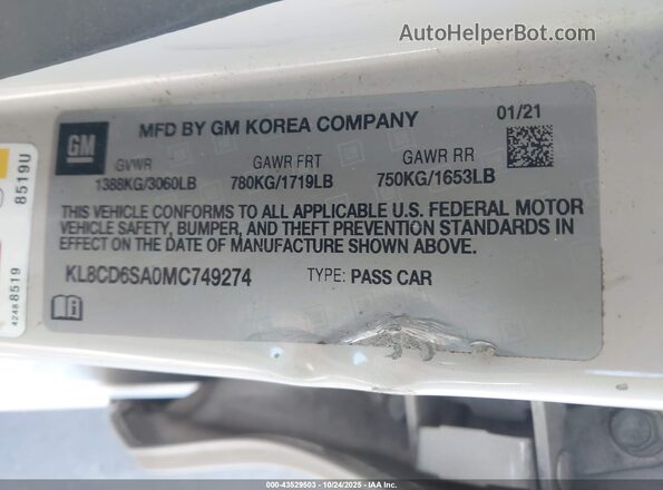 KL8CD6SA0MC749274 2021 CHEVROLET SPARK Tan 