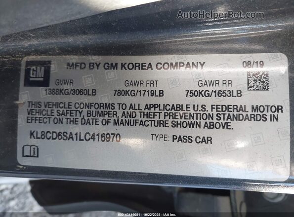 KL8CD6SA1LC416970 2020 CHEVROLET SPARK Silver Engine compartment view