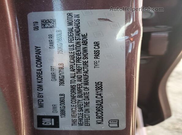 KL8CD6SA2LC413835 2020 CHEVROLET SPARK Purple VIN կոդի պիտակի տեսք