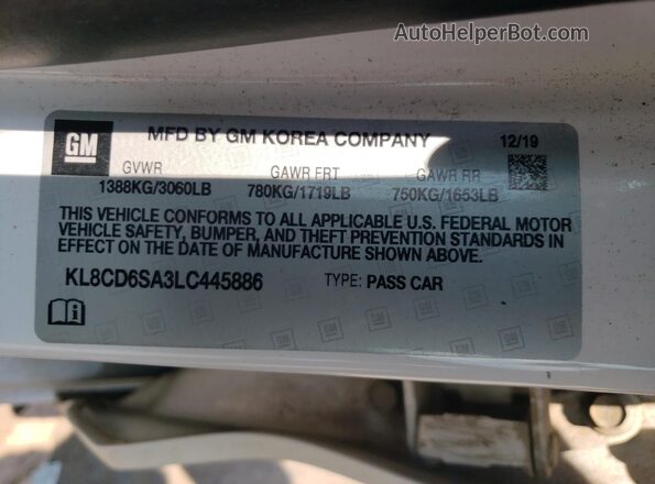 KL8CD6SA3LC445886 2020 CHEVROLET SPARK White Շարժիչի բաժամունքի տեսք