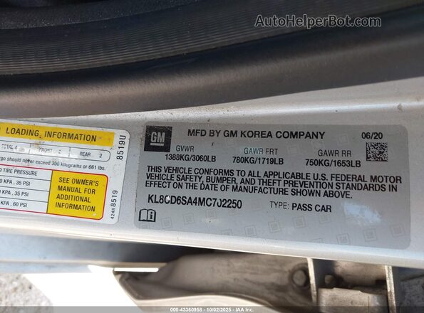 KL8CD6SA4MC702250 2021 CHEVROLET SPARK Silver Շարժիչի բաժամունքի տեսք