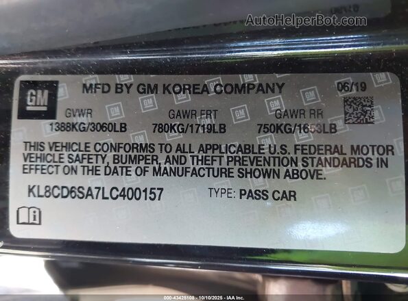 KL8CD6SA7LC400157 2020 CHEVROLET SPARK Black Engine compartment view