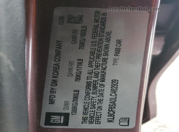 KL8CF6SA0LC462929 2020 CHEVROLET SPARK Purple Engine compartment view