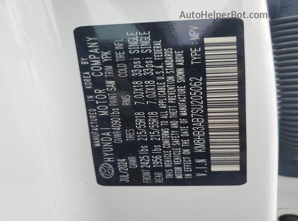 KM8HB3AB7SU205062 2025 HYUNDAI KONA White 