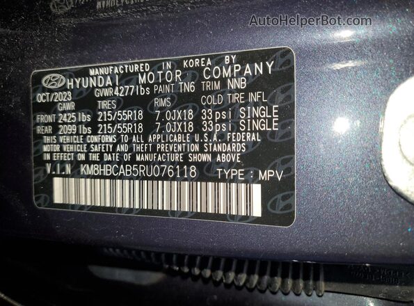 KM8HBCAB5RU076118 2024 HYUNDAI KONA Charcoal 