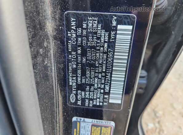 KM8J23A41LU106967 2020 HYUNDAI TUCSON Black VIN sticker view