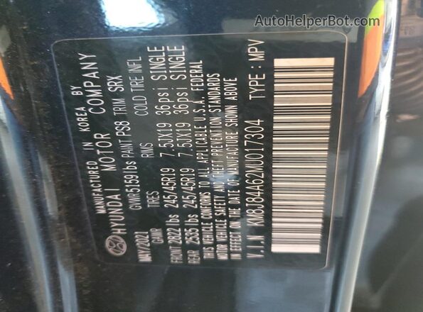 KM8J84A62MU017304 2021 HYUNDAI NEXO Black Շարժիչի բաժամունքի տեսք