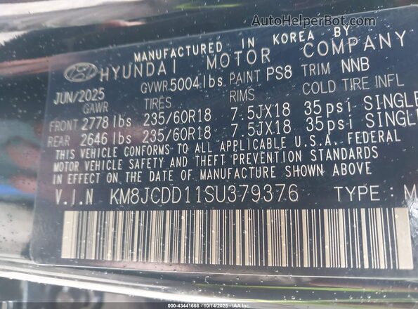 KM8JCDD11SU379376 2025 HYUNDAI TUCSON HYBRID Blue 