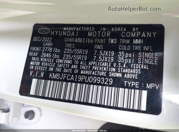 KM8JFCA19PU099329 2023 HYUNDAI TUCSON HYBRID Белый Вид подкапотного пространства