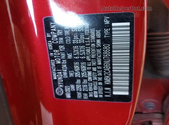 KM8K2CAB6NU768680 2022 HYUNDAI KONA Красный Вид подкапотного пространства
